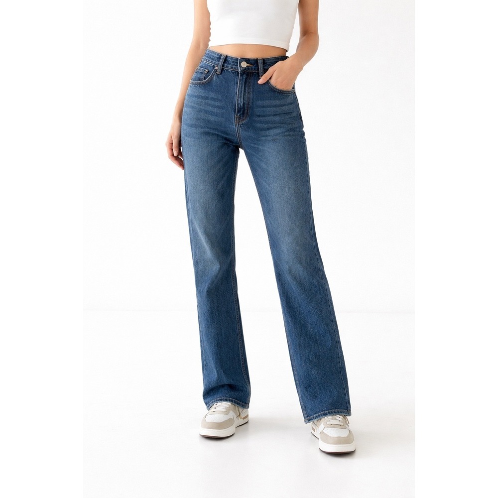 Noend Denim High Rise Straight Leg Jeans Blue Womens Size 28 USA‎